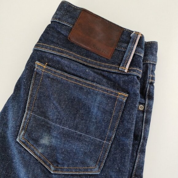 GUSTIN Slim Fit Jeans Men's Size 31 Blue Selvedge Raw MADE IN USA Blokecore - Picture 1 of 12